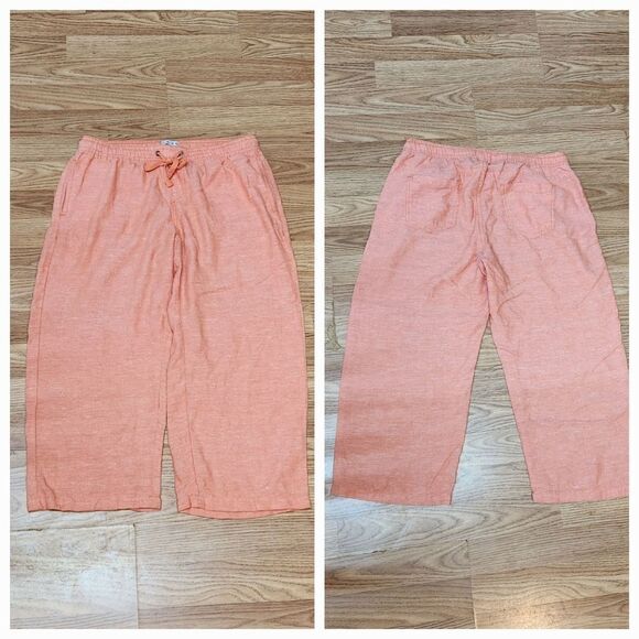 🧵📷🔹️Dash Orange Linen Blend Cropped Pants Medium - Picture 2 of 12